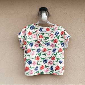 Plaid Floral Y2K “Grandma” Crop Top